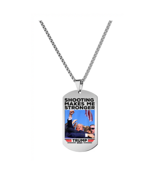 Shooting Makes Me Stronger Dog Tag Necklace