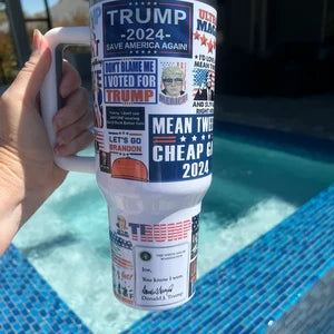 Trump 2024 Tumbler with Handle and Straw